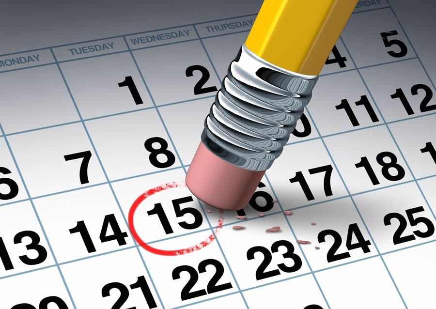 reescalonamento-de-dívidas-conclusão Reescalonamento de dívidas o que é? Na imagem, lápis apagando data de calendário representa a possibilidade de reescalonar dívidas
