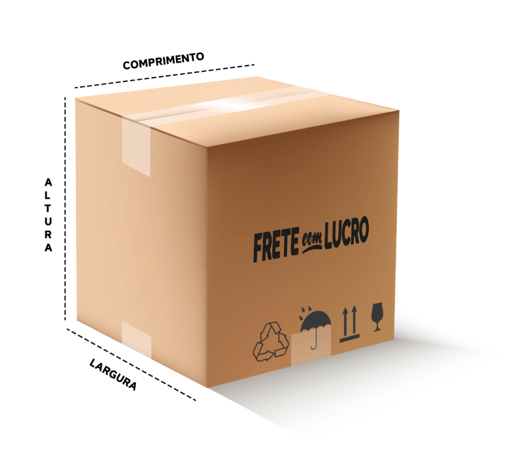 Caixas de papelão frete com lucro representando calcular cubagem